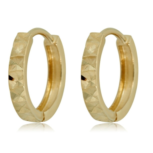 10K Yellow Gold Mens Ladies Children Genuine Diamond Hoops Earrings 11mm 10K Yellow Gold Mens Ladies Children Genuine Diamond Hoops Earrings 11mm